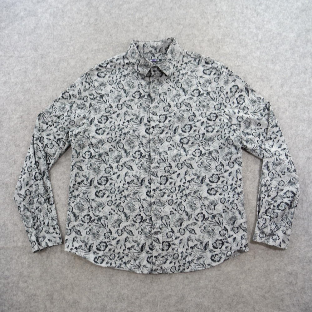 Express Shirt Mens Medium Black Gray Button Up Long Sleeve Floral Casual